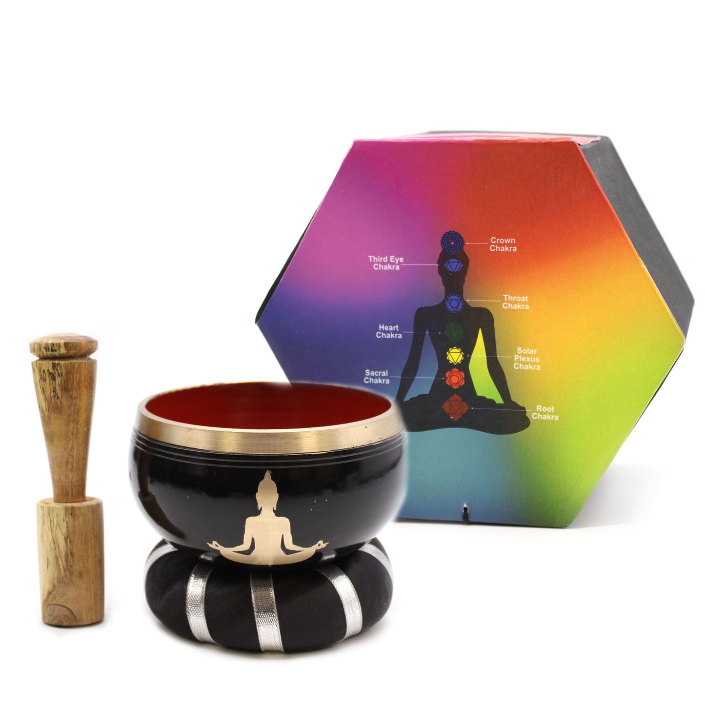 Buddha Singing Bowl Set (Black/Orange)