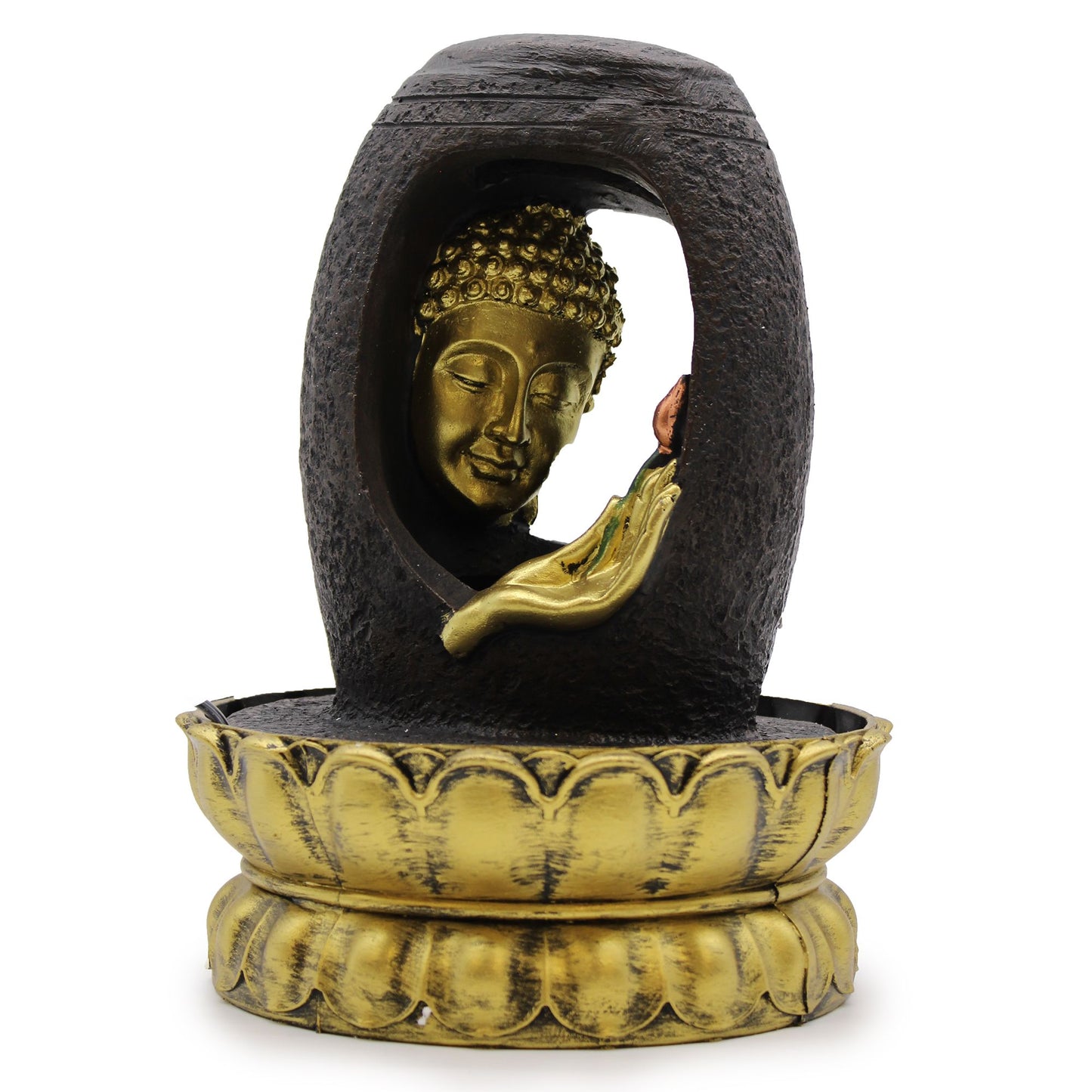 Tabletop Water Feature – 30cm Golden Buddha & Vitarka Mudra