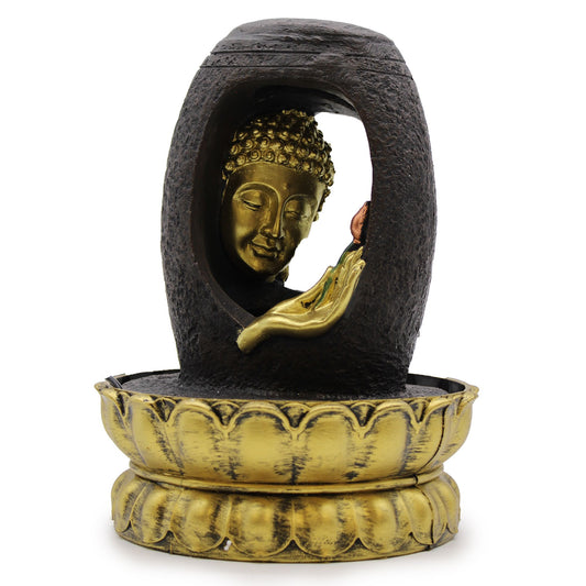 Tabletop Water Feature – 30cm Golden Buddha & Vitarka Mudra