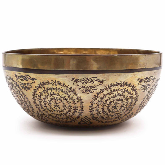 Tibetan Healing Engraved Bowl - Om & Buddha
