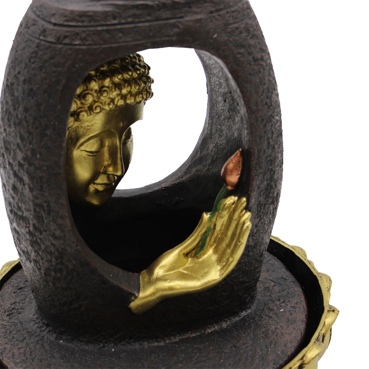 Tabletop Water Feature – 30cm Golden Buddha & Vitarka Mudra