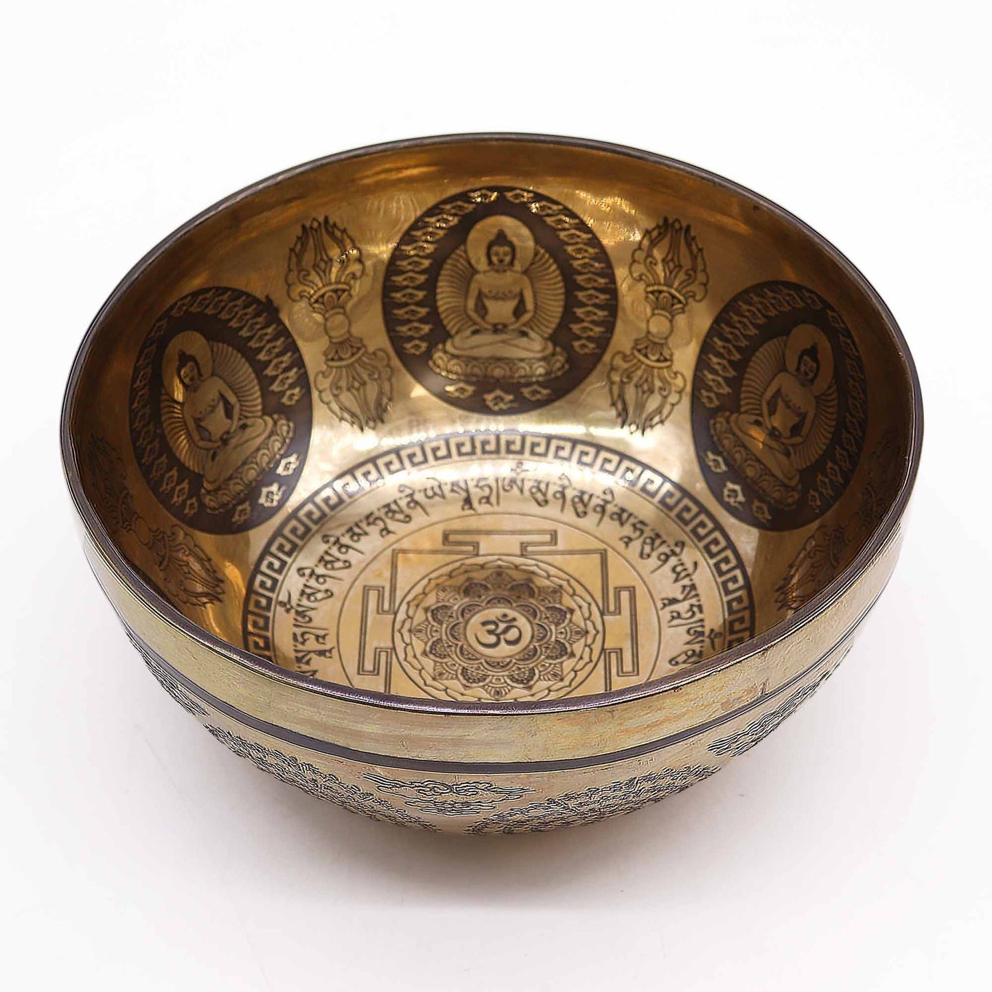 Tibetan Healing Engraved Bowl - Om & Buddha