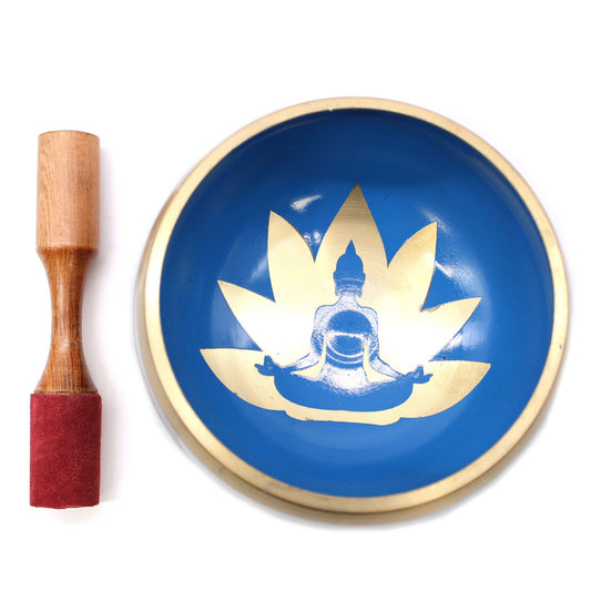 Large Yoga Moves Singing Bowl Set – White & Blue (14cm)