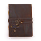 Oiled Leather Journal with Key, Deckle-Edged Notepad