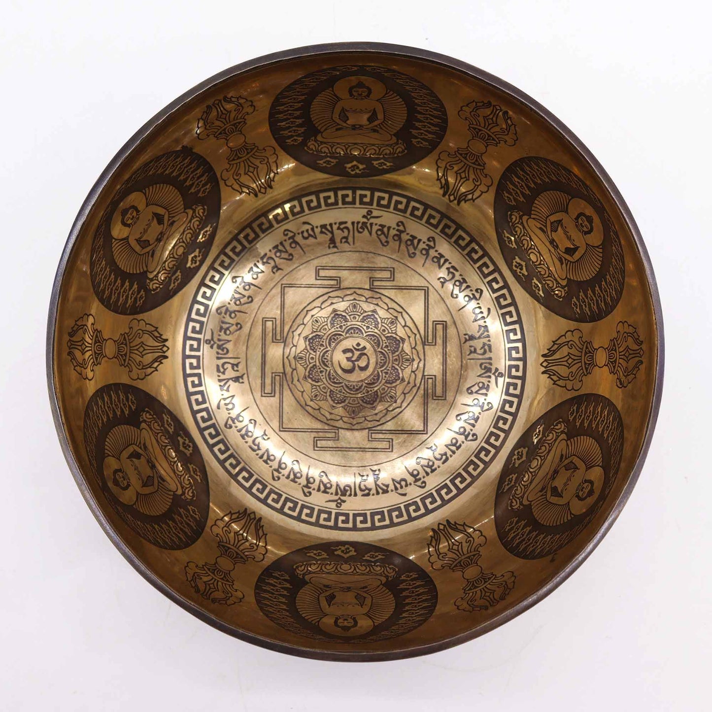Tibetan Healing Engraved Bowl - Om & Buddha