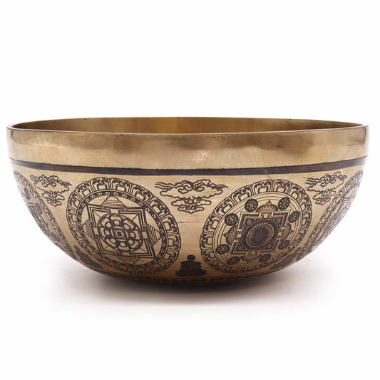 Tibetan Healing Engraved Bowl – 7 Chakras & Flower of Life
