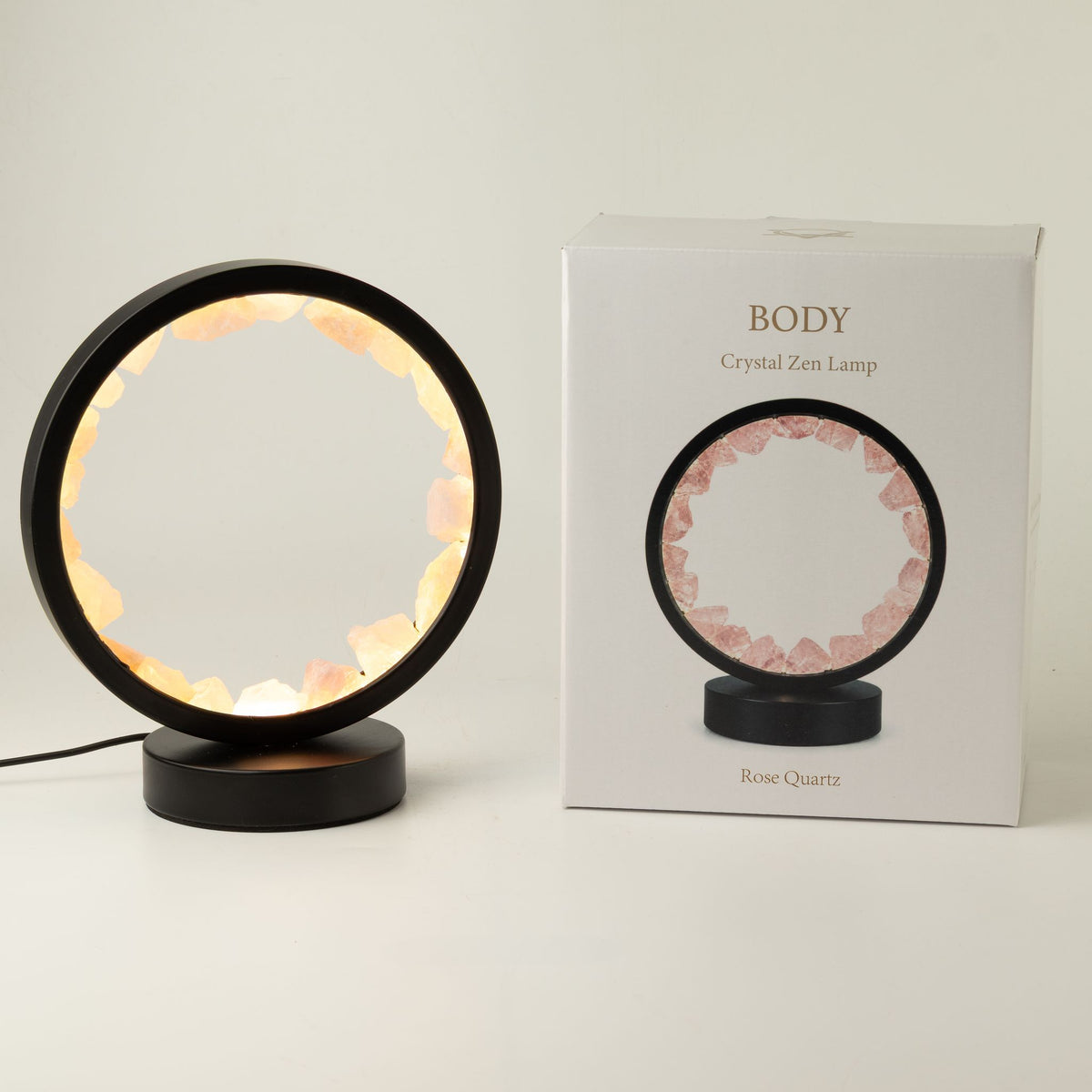 Zen Body Gemstone Halo Lamp – Rose Quartz