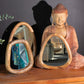 Set of 3 Pebble Mirrors – Dark Brown Mango Wood