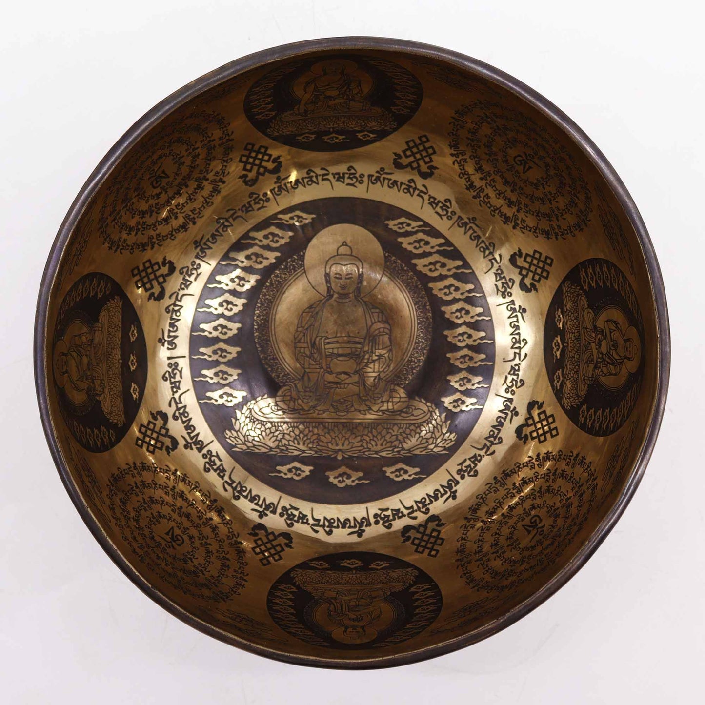 Tibetan Healing Engraved Bowl - 5 Buddhas
