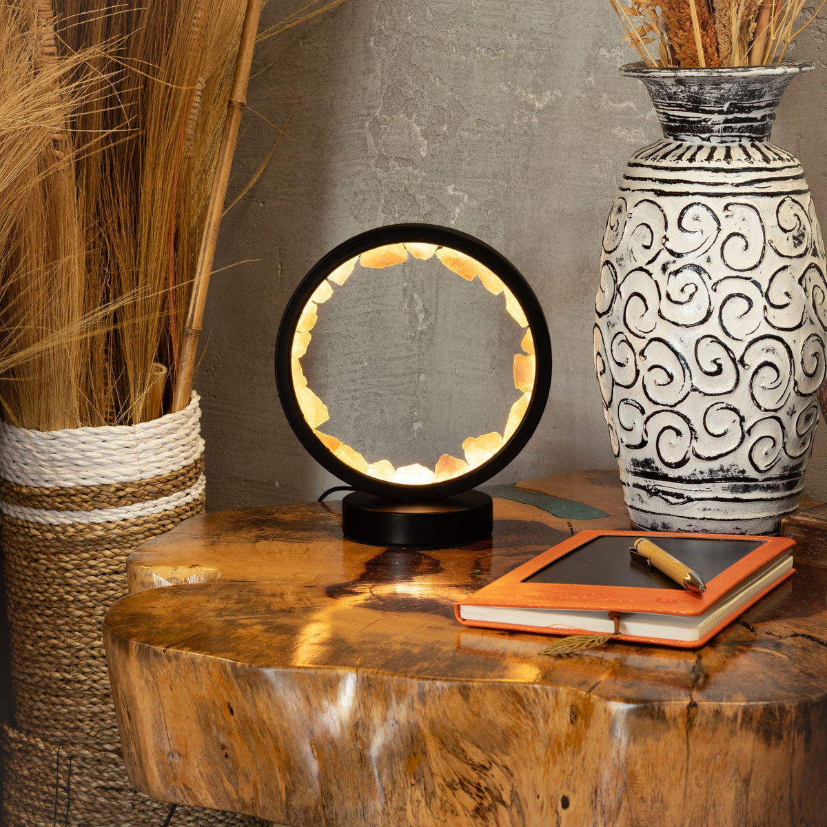 Zen Body Gemstone Halo Lamp – Rose Quartz