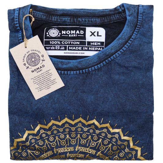 Stone Washed T-Shirt - Mandala - Blue (XLarge)