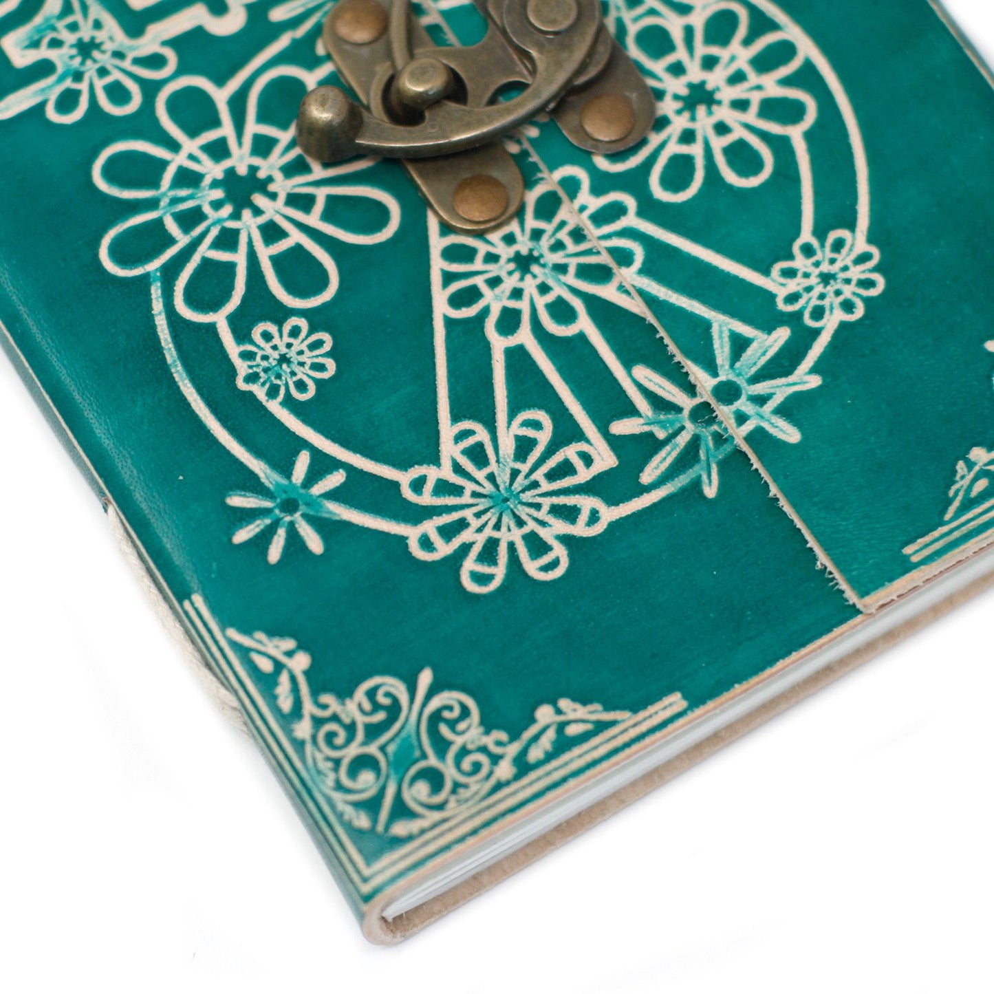 Leather Green Peace Notebook with Lock