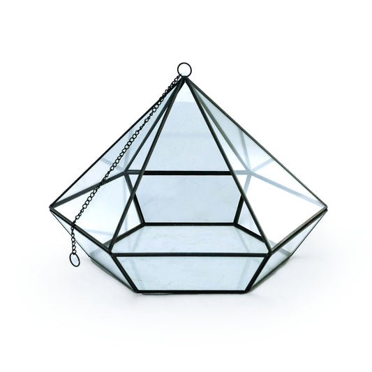 Diamond glass terrarium with black frame
